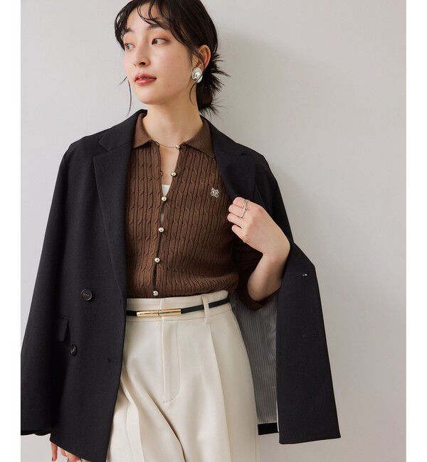 VIS「ポロ衿ケーブルカーディガン」|カーディガン|ブラウン(20)