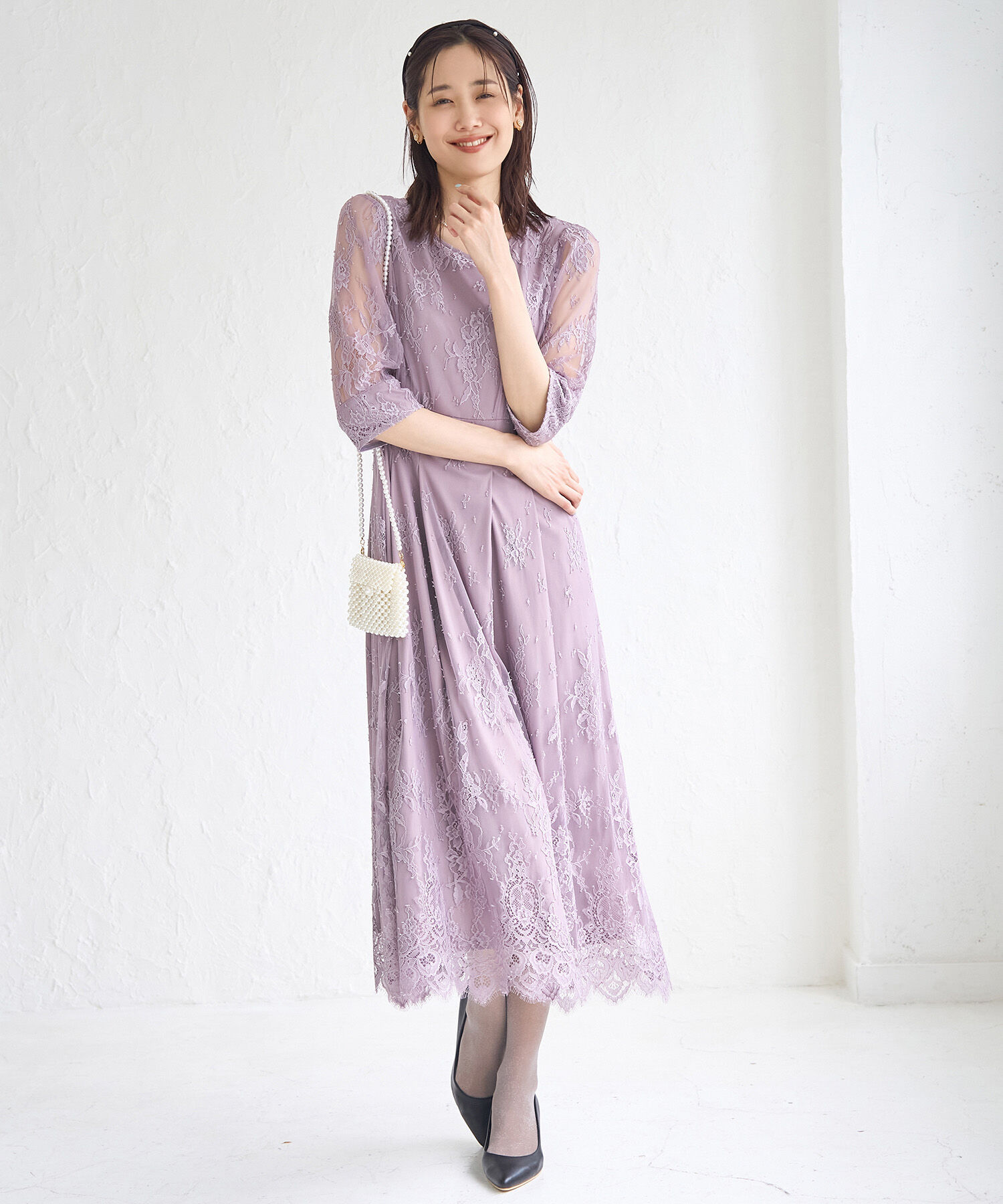 Rope&rsquo;Picnic「【Mon E&rsquo;toile/モンエトワール】結婚式にも/レースタックDRESS」|ドレス|