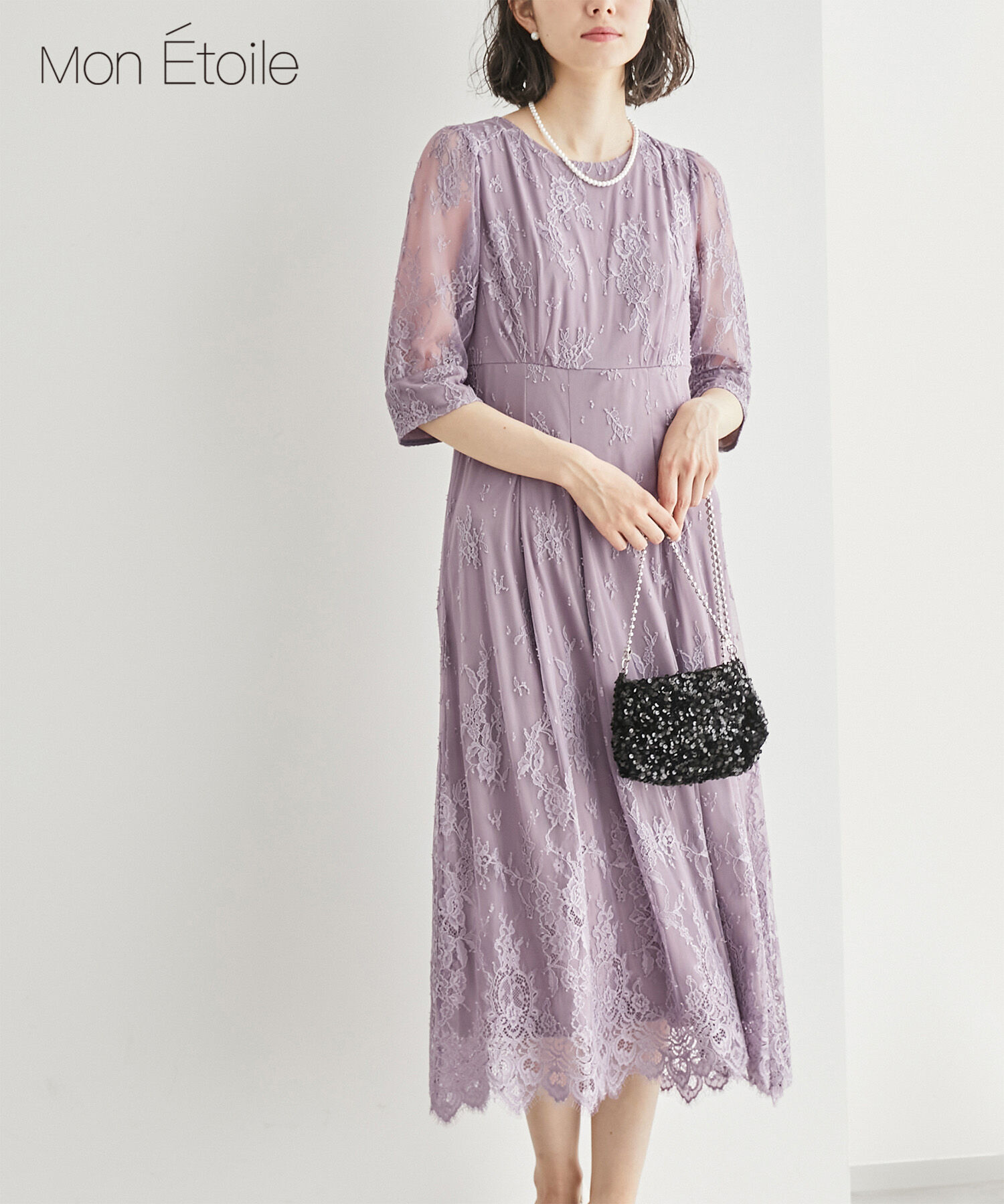 Rope&rsquo;Picnic「【Mon E&rsquo;toile/モンエトワール】結婚式にも/レースタックDRESS」|ドレス|ピンク(63)