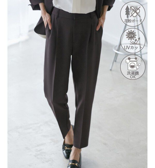 Rope&rsquo;Picnic「【WEB限定カラー】360&deg;ウルトラストレッチ テーパードパンツ/花粉ガード・セットアップ対応」|チノ|ブラック(01)