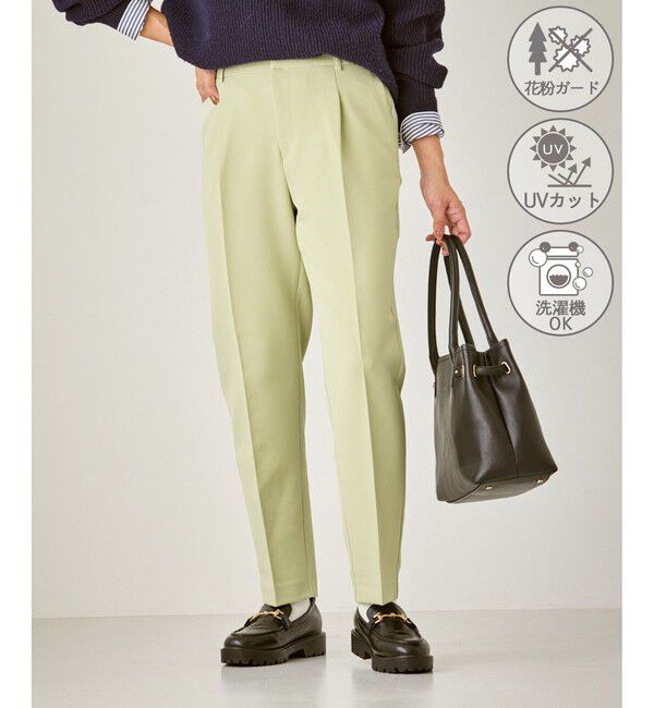 Rope&rsquo;Picnic「【WEB限定カラー】360&deg;ウルトラストレッチ テーパードパンツ/花粉ガード・セットアップ対応」|チノ|ライトグリン(33)