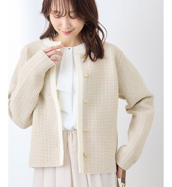 Rope&rsquo;Picnic「ゴールドボタンサマーツイードカーディジャケット」|カーディガン|ベージュ(27)