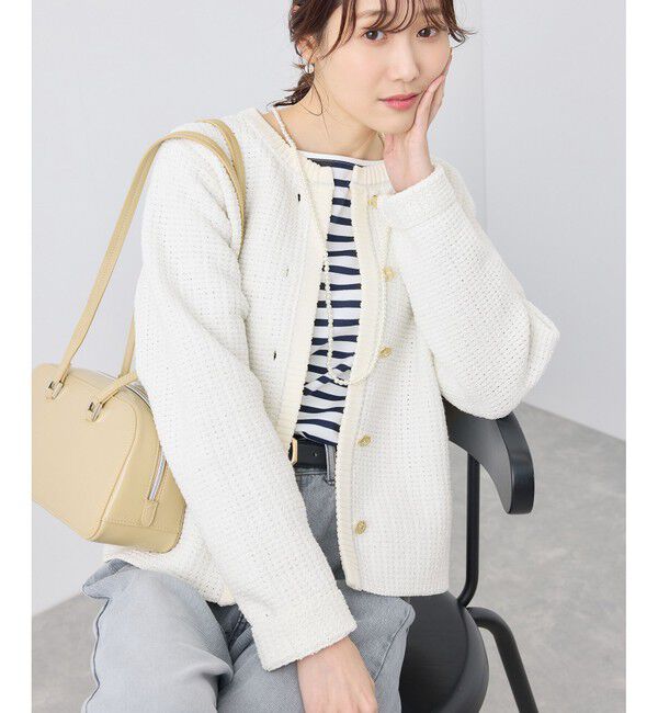 Rope&rsquo;Picnic「ゴールドボタンサマーツイードカーディジャケット」|カーディガン|