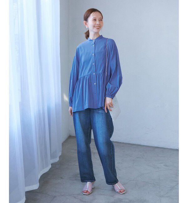 Rope&rsquo;Picnic「【接触冷感・通気性】お着軽シャツシリーズ/綿ボイルペプラムシャツ」|シャツ・ブラウス|