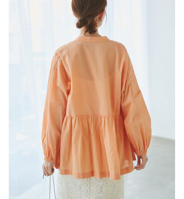 Rope&rsquo;Picnic「【接触冷感・通気性】お着軽シャツシリーズ/綿ボイルペプラムシャツ」|シャツ・ブラウス|