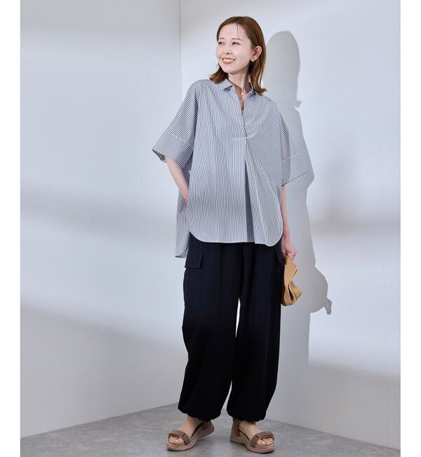 Rope&rsquo;Picnic「【UVカット・接触冷感・イージーケア】スキッパーシャツブラウス」|シャツ・ブラウス|