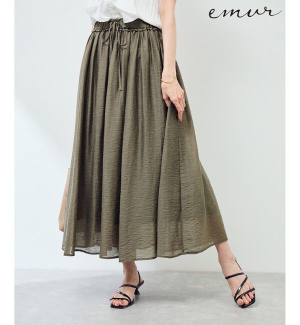 Rope&rsquo;Picnic「【emur/エミュール】シアーリネンタンブラーイージースカート」|スカート|カーキー(36)