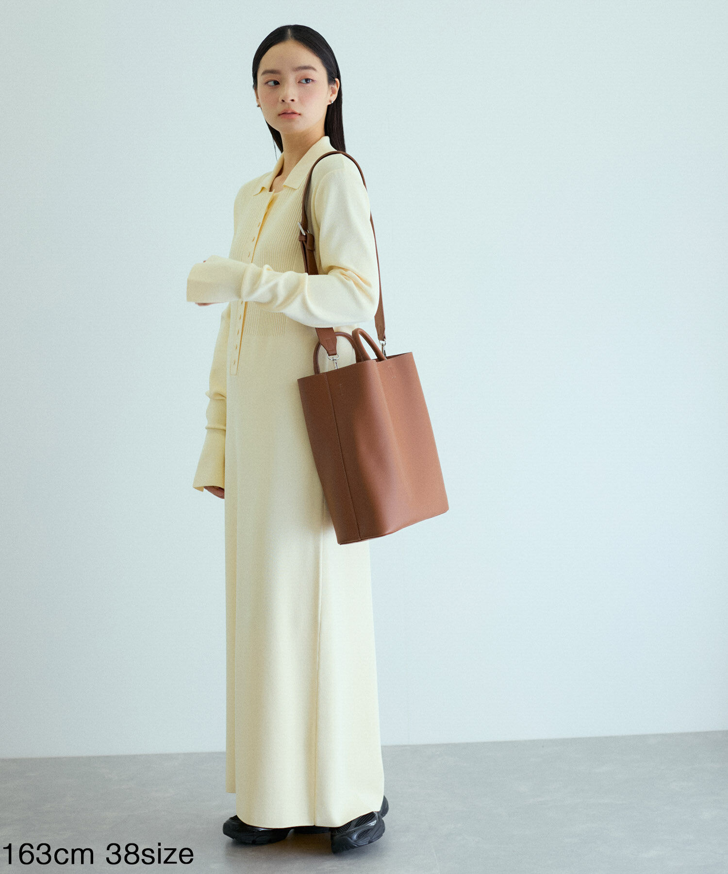 ADAM ET ROPE'「【洗える】ボタンニットポロワンピース」|ワンピース|