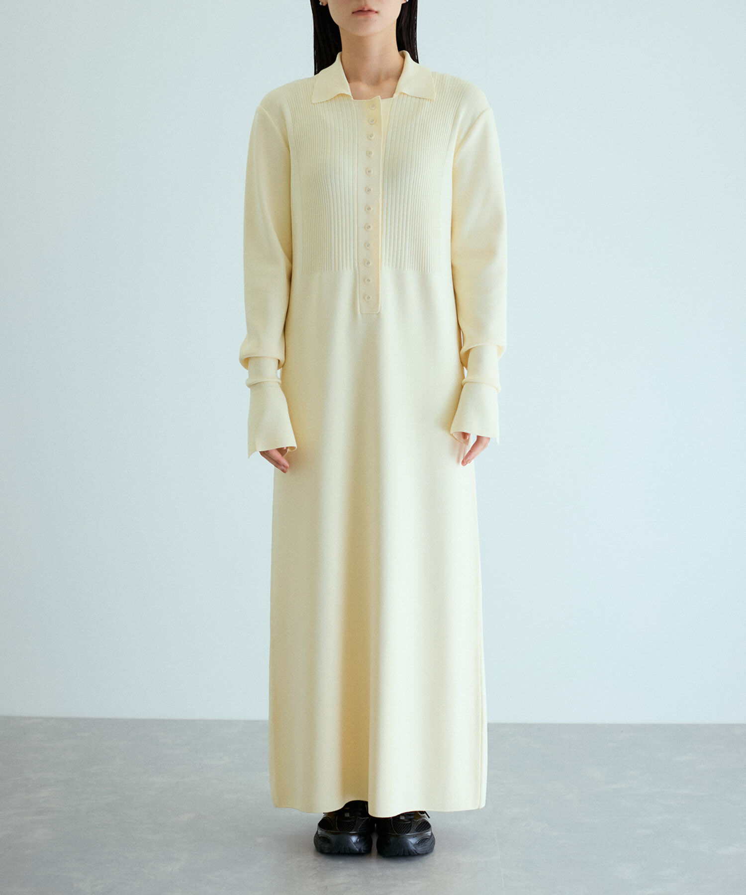 ADAM ET ROPE'「【洗える】ボタンニットポロワンピース」|ワンピース|