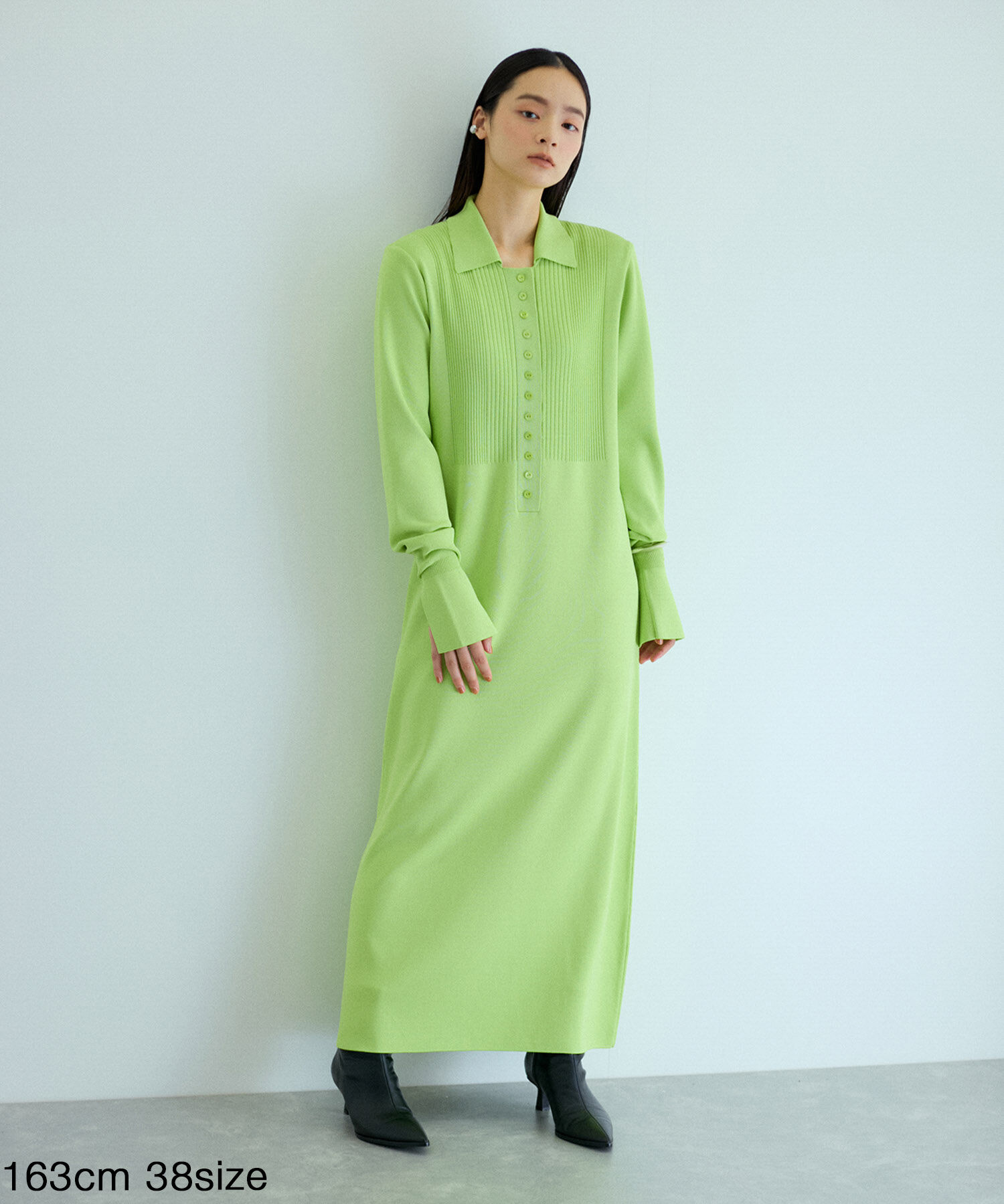 ADAM ET ROPE'「【洗える】ボタンニットポロワンピース」|ワンピース|