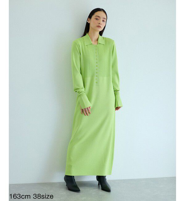 ADAM ET ROPE'「【洗える】ボタンニットポロワンピース」|ワンピース|