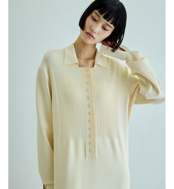 ADAM ET ROPE'「【洗える】ボタンニットポロワンピース」|ワンピース|