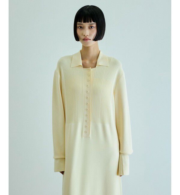 ADAM ET ROPE'「【洗える】ボタンニットポロワンピース」|ワンピース|