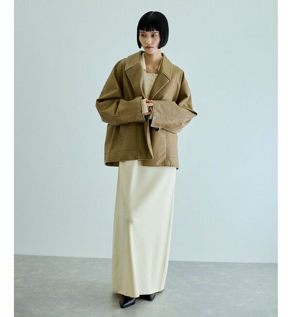 ADAM ET ROPE'「【洗える】ボタンニットポロワンピース」|ワンピース|