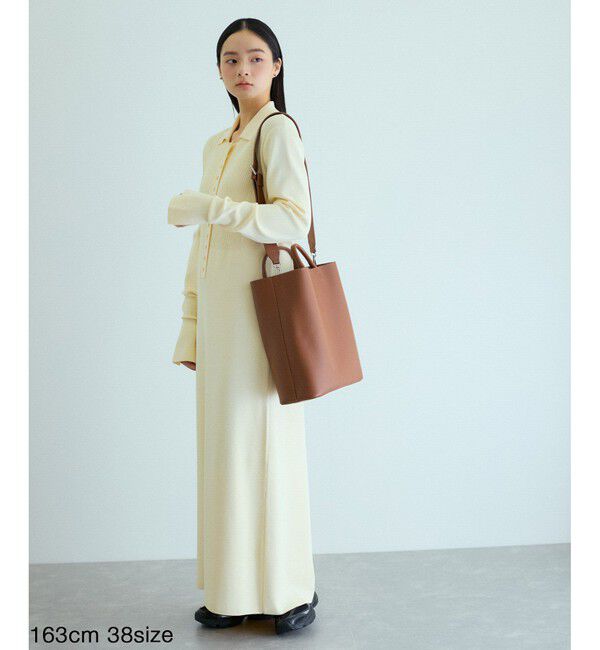 ADAM ET ROPE'「【洗える】ボタンニットポロワンピース」|ワンピース|