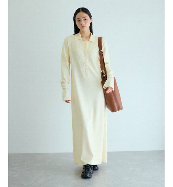 ADAM ET ROPE'「【洗える】ボタンニットポロワンピース」|ワンピース|