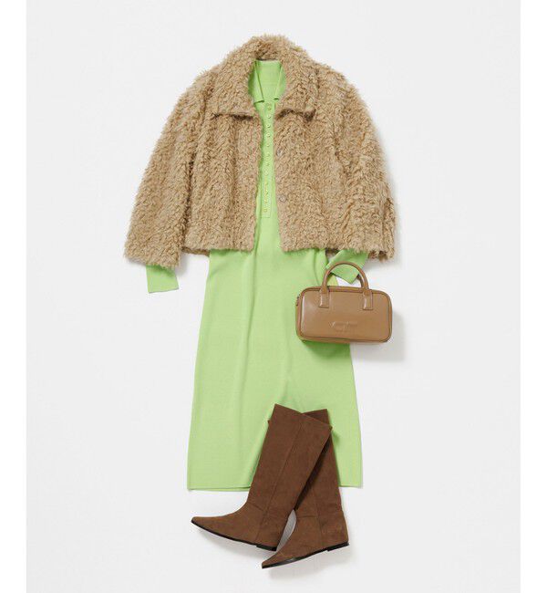 ADAM ET ROPE'「【洗える】ボタンニットポロワンピース」|ワンピース|