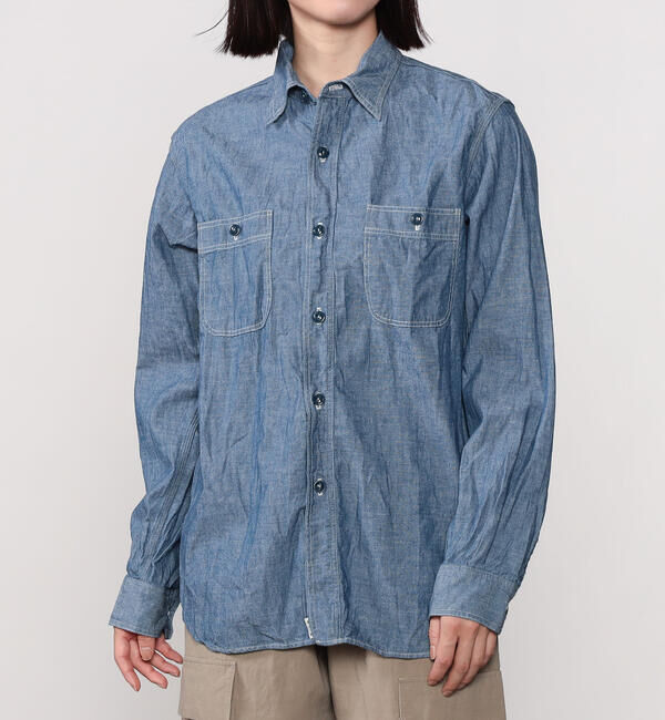  「orSlow | シャンブレー ワークシャツ WOMEN」|シャツ・ブラウス|LTBLUE