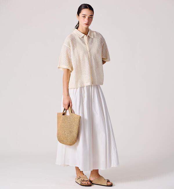  「INDIA INDUSTRY | コットンポプリン ギャザースカート WOMEN」|スカート|