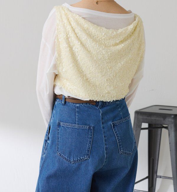  「【プラスワンアイテム】スパンコールドレープベスト」|Tシャツ・カットソー|