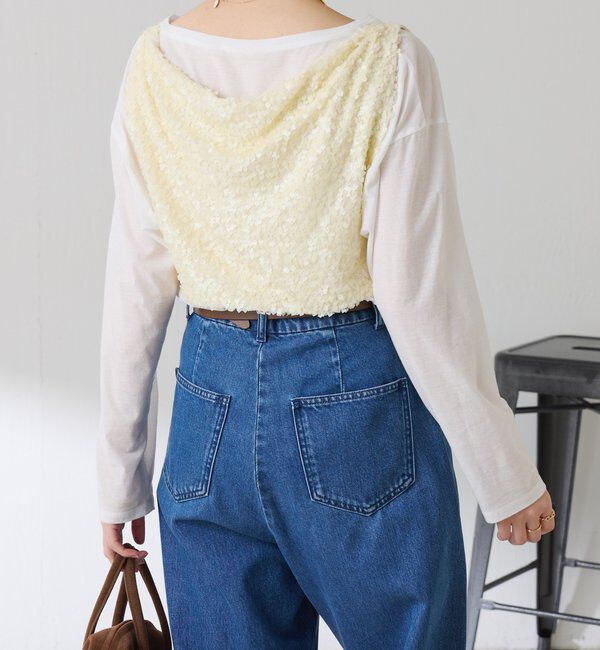  「【プラスワンアイテム】スパンコールドレープベスト」|Tシャツ・カットソー|