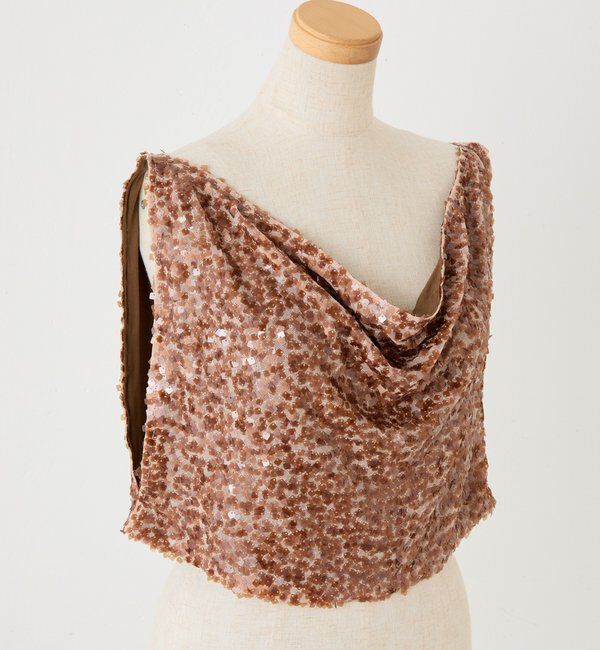  「【プラスワンアイテム】スパンコールドレープベスト」|Tシャツ・カットソー|キャメル