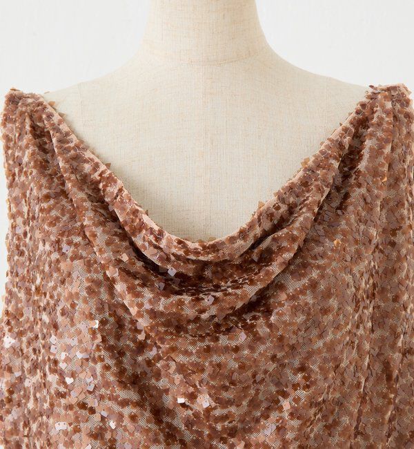  「【プラスワンアイテム】スパンコールドレープベスト」|Tシャツ・カットソー|