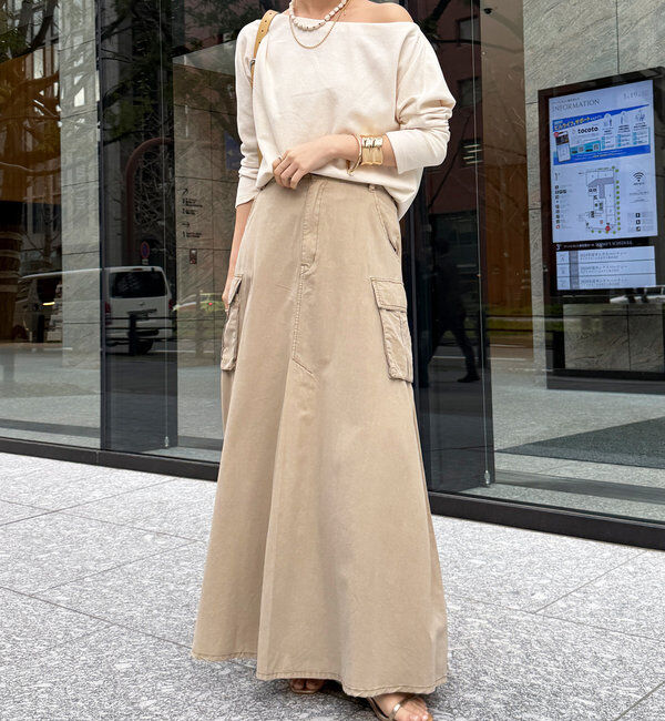  「綿リヨセルピグメント加工カーゴスカート」|スカート|