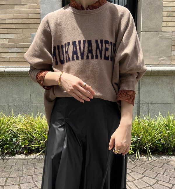  「インターシャロゴポンチョニット」|ニット・セーター|