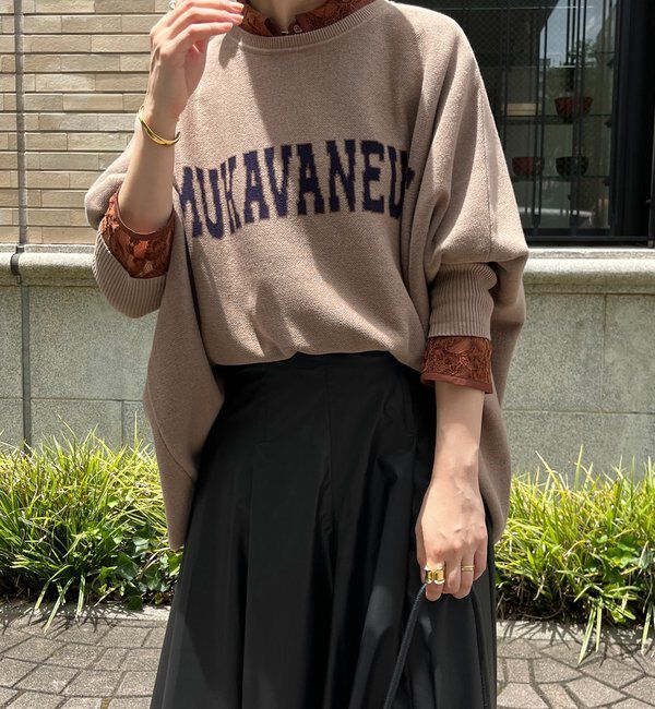  「インターシャロゴポンチョニット」|ニット・セーター|