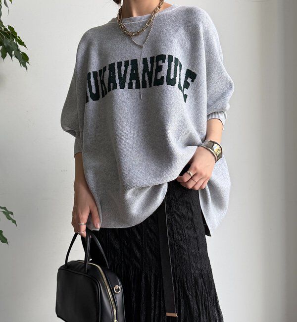  「インターシャロゴポンチョニット」|ニット・セーター|