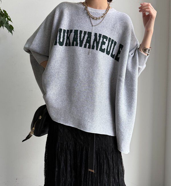  「インターシャロゴポンチョニット」|ニット・セーター|