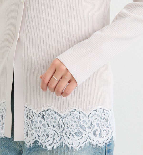  「予約【鮮度抜群】レーストリムカーディガン」|カーディガン|