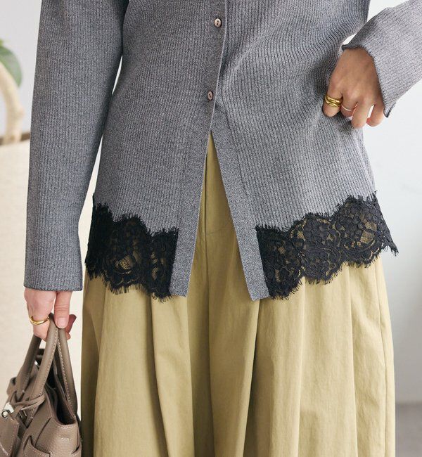  「予約【鮮度抜群】レーストリムカーディガン」|カーディガン|