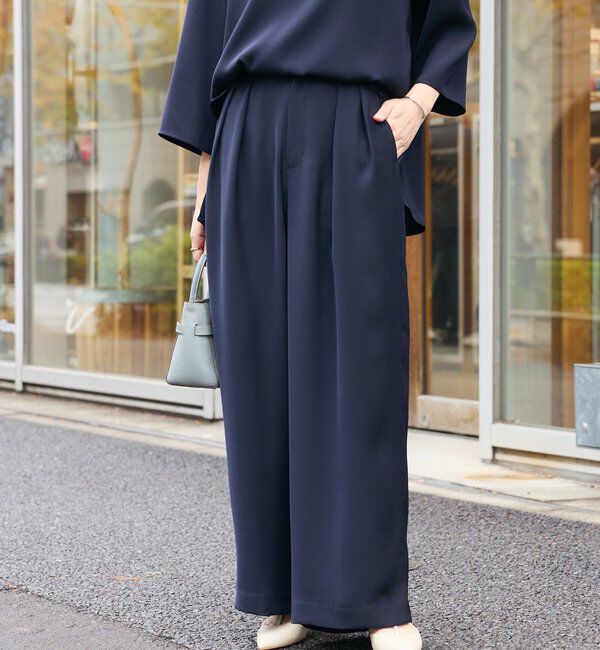  「【オケージョンや通勤に】ダブルサテンタックパンツ」|チノ|