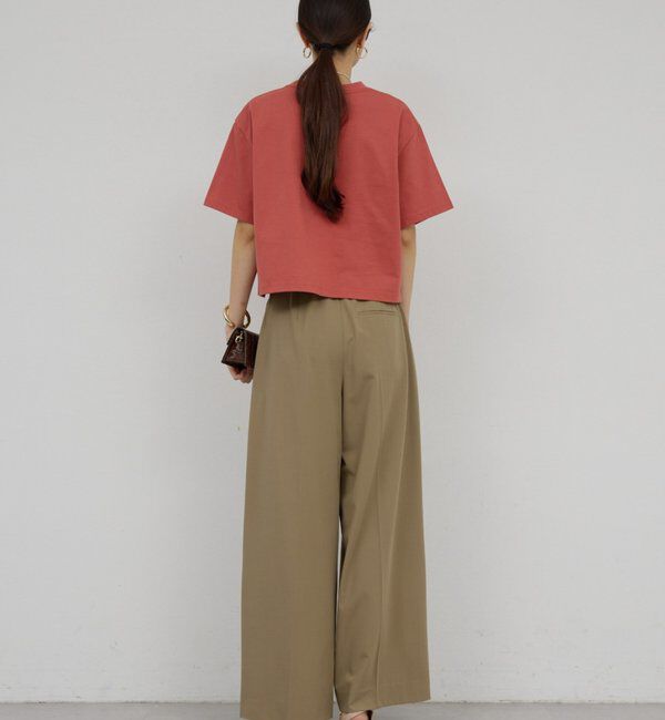  「【手洗い可】梳毛タックワイドパンツ」|チノ|