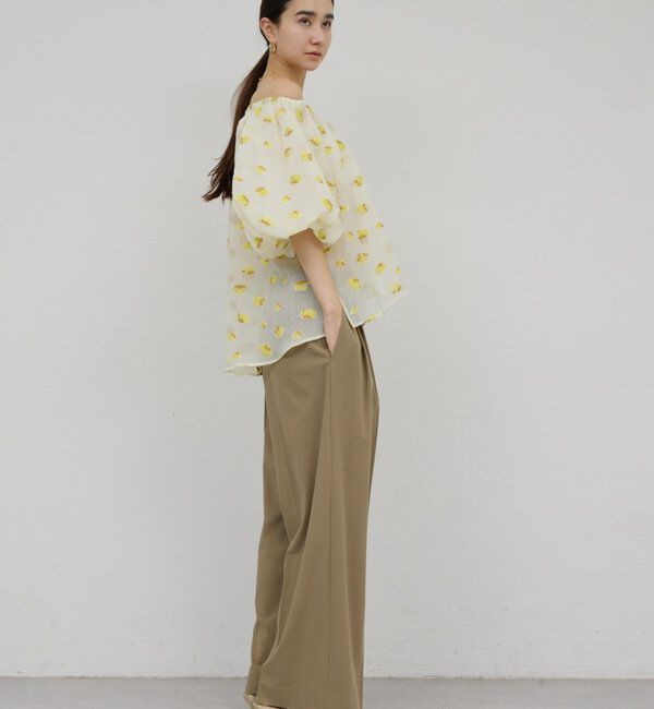  「【手洗い可】梳毛タックワイドパンツ」|チノ|