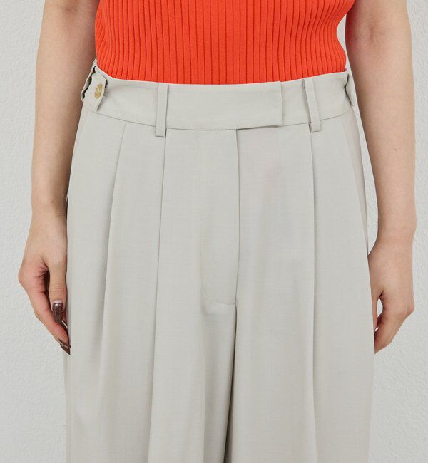  「【手洗い可】梳毛タックワイドパンツ」|チノ|