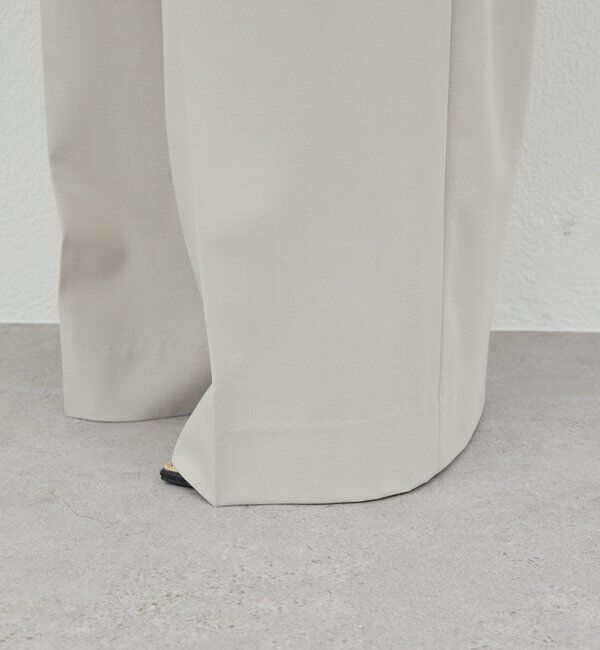  「【手洗い可】梳毛タックワイドパンツ」|チノ|