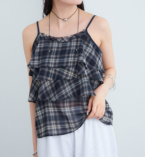  「チェックフリルキャミ」|シャツ・ブラウス|