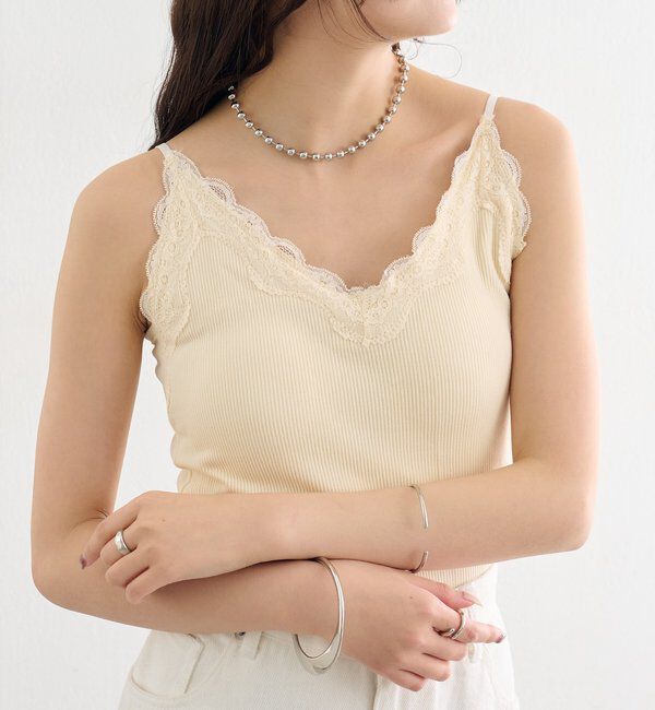  「パット付きVレースキャミソール」|キャミソール|