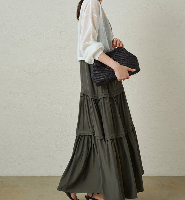  「【3サイズ展開】サテンティアードキャミワンピース」|ワンピース|