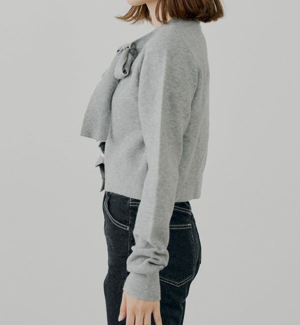  「【SALON by Chico/4色展開】フロントリボンパールフリルトップス」|ニット・セーター|