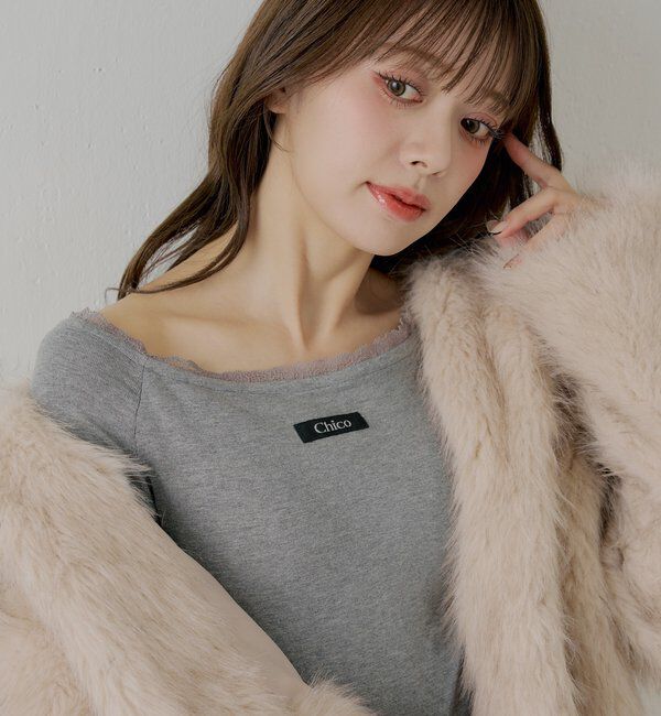  「カップ付きレースコンパクトトップス」|Tシャツ・カットソー|