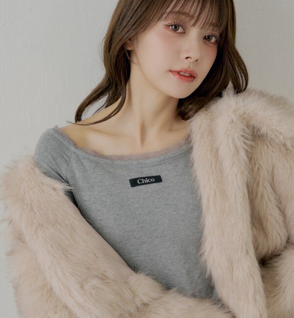  「カップ付きレースコンパクトトップス」|Tシャツ・カットソー|グレー