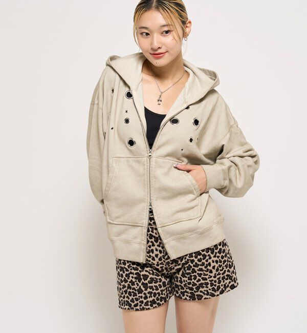  「EYELET ZIP HOODIE」|パーカー|