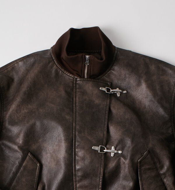  「VINTAGE-STYLE LEATHER FIREFIGHTER JACKET」|ブルゾン・スタジャン|