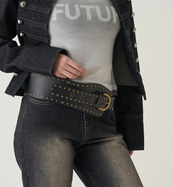  「STUDDED WIDE BELT」|ベルト|