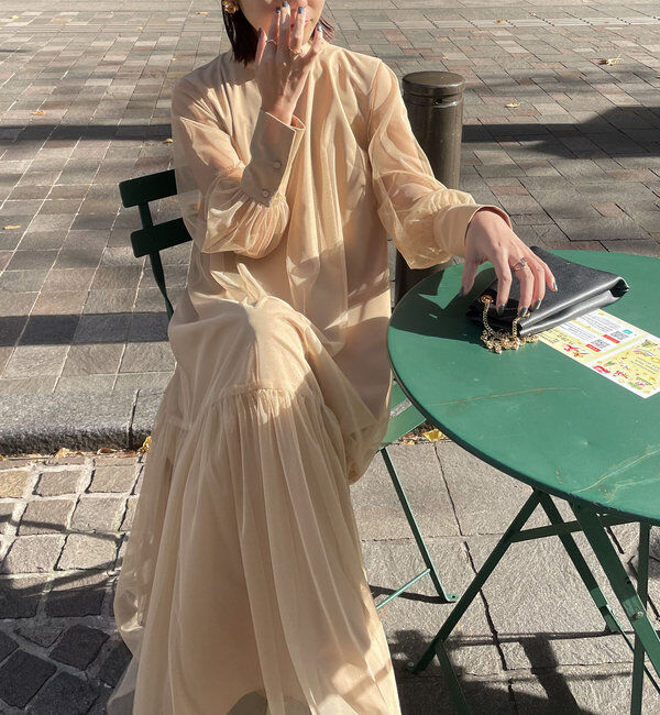  「【オケージョン】【サイズ展開あり】チュールハイネックワンピース」|ワンピース|