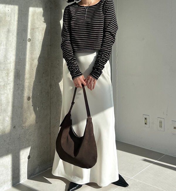  「バックUネッククロップボーダーTシャツ」|Tシャツ・カットソー|